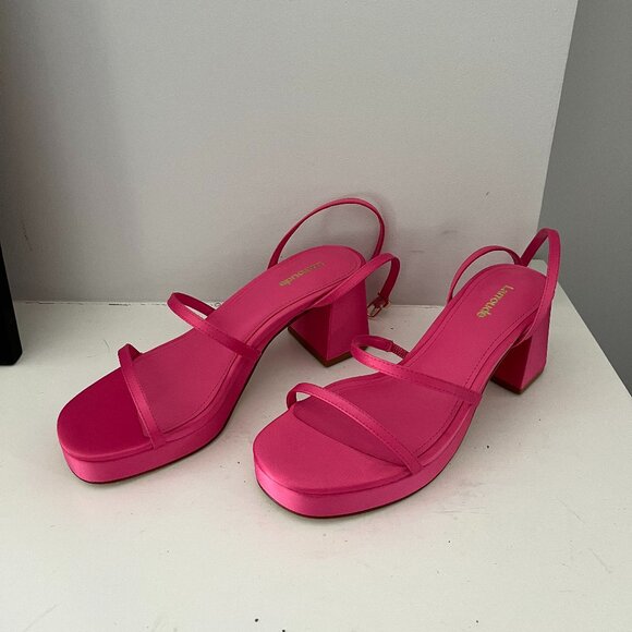 Pink Larroude Heel Sandals (7 US) - Picture 1 of 5